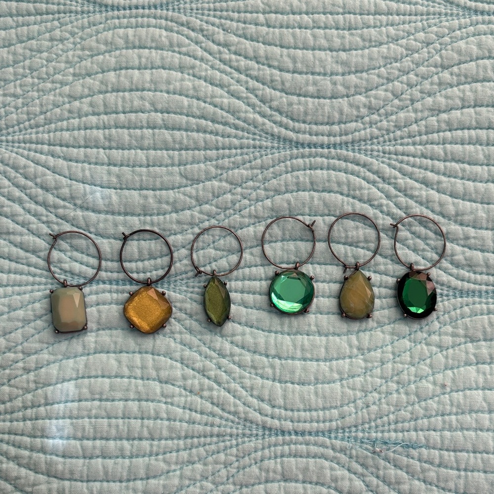 Wine Glass Gemstones Charms - Set of 6